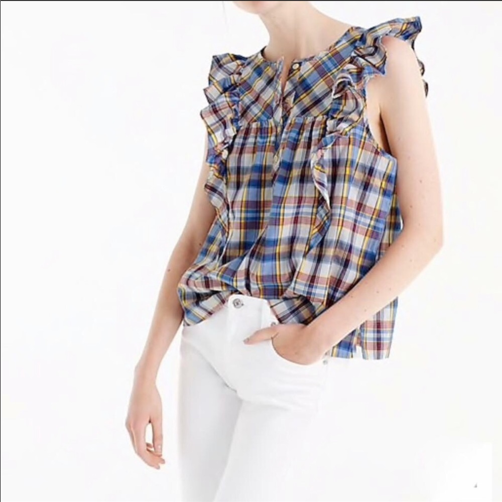 J Crew Vintage Plaid Ruffle Top- 8T